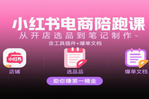 小红书电商陪跑课：从开店选品到笔记制作，含工具插件+爆单文档，助你赚第一桶金-麦资源网