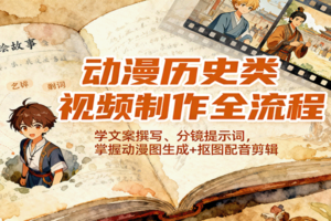 动漫历史类视频制作全流程，学文案撰写、分镜提示词，掌握动漫图生成+抠图配音剪辑-麦资源网
