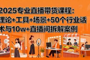 （15988期）2025专业直播带货课程：理论+工具+场景+50个行业话术与10w+直播间拆解案例-麦资源网