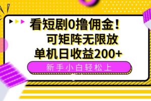 （15881期）看短剧0撸佣金，可矩阵无限放大，单机日收益200+，新手小白轻松上手！-麦资源网