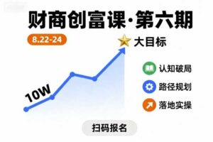 财商创富课第六期8月22-24号，如何从10W起步，一步步实现大目标-麦资源网