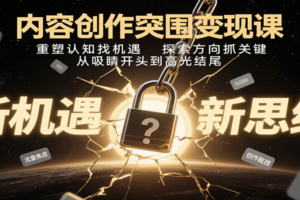 内容创作突围变现课：重塑认知找机遇，探索方向抓关键，从吸睛开头到高光结尾-麦资源网