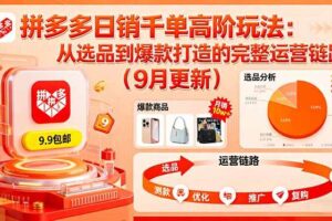 （16100期）拼多多日销千单高阶玩法：从选品到爆款打造的完整运营链路（9月更新）-麦资源网