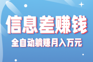 零成本零门槛信息差项目，只需一部手机实现全自动躺赚月入万元-麦资源网