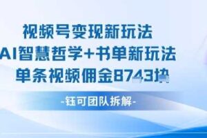 视频号变现新玩法，AI智慧哲学+书单新玩法，单条视频佣金1k+-麦资源网