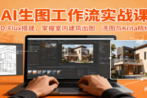 AI生图工作流实战课:SD/Flux搭建,掌握室内建筑出图、洗图与Krita精修-麦资源网