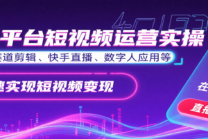 全平台短视频运营实操，各赛道剪辑、快手直播、数字人应用等，快速实现短视频变现-麦资源网