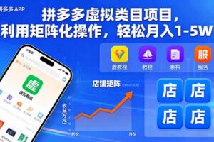 （16025期）拼多多虚拟类目项目，利用矩阵化操作，轻松月入1-5W-麦资源网