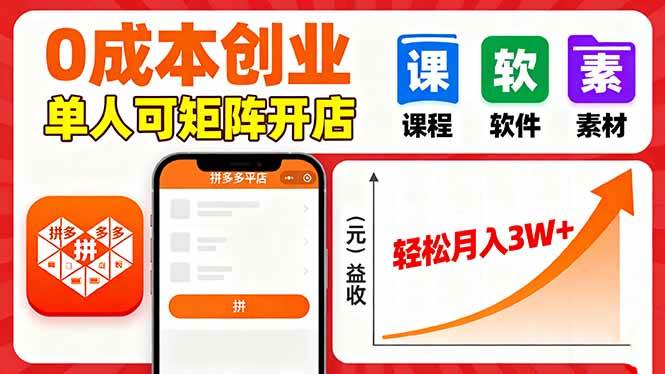 图片[1]-（16047期）拼多多虚拟电商，0成本，单人可矩阵开店，轻松月入3W+