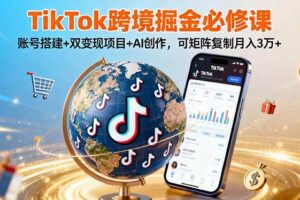 （16003期）TikTo跨境掘金必修课，账号搭建+双变现项目+AI创作，可矩阵复制月入3万+-麦资源网