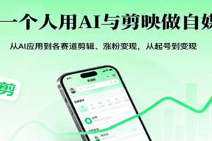 一个人用AI与剪映做自媒体，从AI应用到各赛道剪辑、涨粉变现，从起号到变现-麦资源网