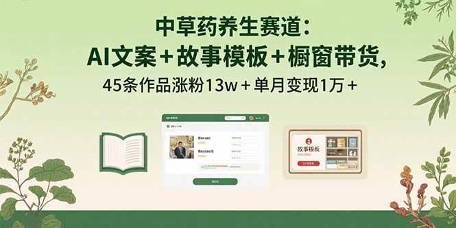 图片[1]-（15925期）中草药养生赛道：AI文案+故事模板+橱带货，45条作品涨粉13w+单月变现1万+
