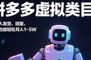 （15913期）拼多多虚拟类目，机器人发货，回复，小白也能轻松月入1-5W-麦资源网
