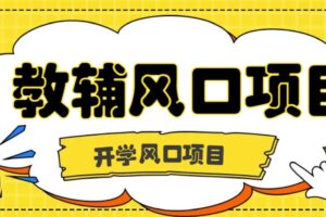 开学季风口项目，教辅虚拟资料，长期且收入稳定的项目，零门槛轻松月入20000+-麦资源网