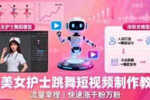 AI美女护士跳舞短视频制作教学，流量拿捏，快速涨千粉万粉【提示词+视频教程】-麦资源网