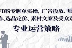 FB粉专聊单实操，广告投放、账号操作、选品定价、素材文案及受众选择-麦资源网