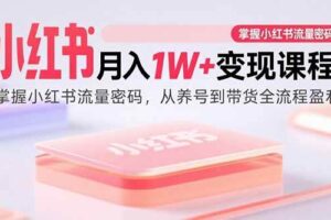 （15885期）小红书月入1W+变现课程：掌握小红书流量密码，从养号到带货全流程盈利-麦资源网