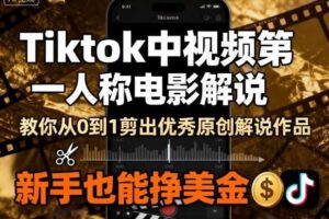 Tiktok中视频第一人称电影解说，教你从0到1剪出一个优秀的原创解说作品，新手也能挣美金-麦资源网