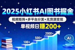 （16011期）2025小红书AI图书掘金，视频矩阵+多平台分发+无货源变现，单视频日赚200+-麦资源网