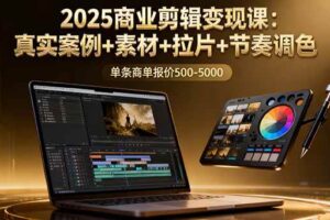 （16130期）2025商业剪辑变现课：真实案例+素材+拉片+节奏调色，单条商单报价500-5000-麦资源网