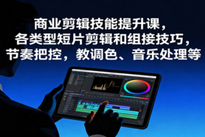 商业剪辑技能提升课，各类型短片剪辑和组接技巧，节奏把控，教调色、音乐处理等-麦资源网