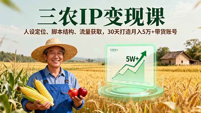 图片[1]-（16044期）三农IP变现课，人设定位、脚本结构、流量获取，30天打造月入5万+带货账号