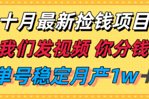 十月最强无门槛捡钱项目，支付宝分成代运营，我们干活，你分钱！单号月产1w＋-麦资源网
