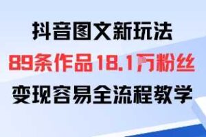 抖音图文新玩法：89条作品收获18.1W粉丝，变现容易全流程教学-麦资源网