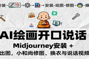 AI绘画开口说话，Midjourney安装 + 绘图出图，小和尚修图、换衣与说话视频制作-麦资源网