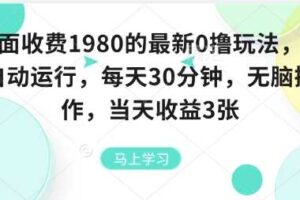 外面收费1980的最新0撸玩法,全自动挂G,每天30分钟,无脑操作,当天收益3张【揭秘】-麦资源网