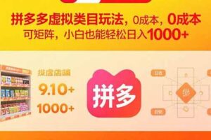 （15943期）拼多多虚拟类目玩法，0成本，可矩阵，小白也能轻松日入1000+-麦资源网