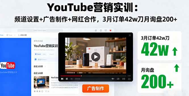 图片[1]-（16107期）YouTube营销实训：频道设置+广告制作+网红合作，3月订单42w刀月询盘200+