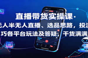 直播带货实操课:含无人半无人直播、选品思路,投流技巧,各平台玩法及答疑,干货满满-麦资源网