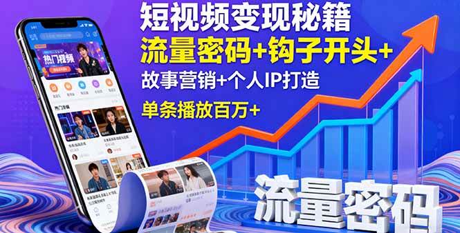 图片[1]-（16079期）短视频变现秘籍，流量密码+钩子开头+故事营销+个人IP打造，单条播放百万+