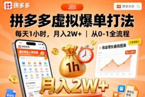 拼多多虚拟爆单打法，每天1小时，月入2W+，从0-1全流程-麦资源网