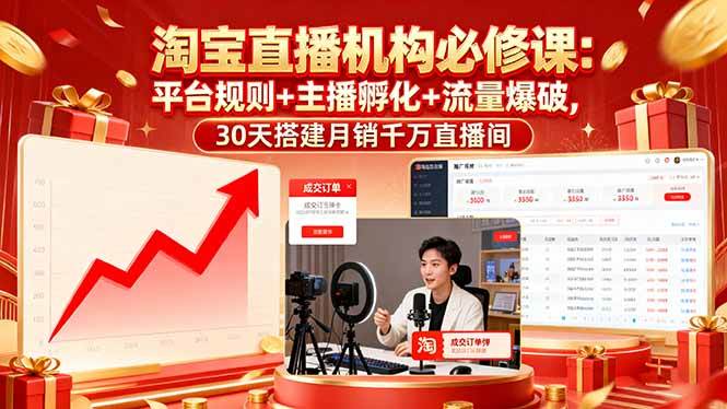 图片[1]-（16087期）淘宝直播机构必修课：平台规则/主播孵化/流量爆破,30天搭建月销千万直播间