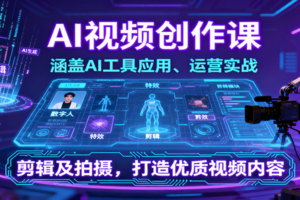 AI视频创作课，涵盖AI工具应用、运营实战、剪辑及拍摄，打造优质视频内容-麦资源网