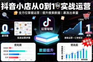 抖音小店从0到1实战运营，帮你全方位掌握小店运营，提升搜索数据与出单量-麦资源网