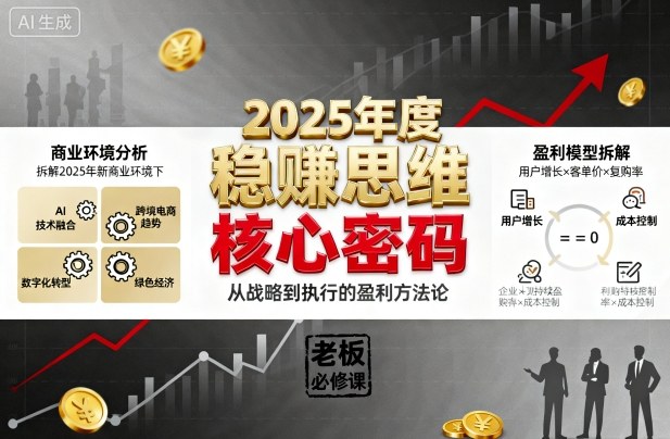 2025年度稳賺思维*创业营，拆解2025年新商业环境下，企业实现持续盈利的*密码