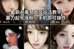 最新AI美女图文玩法教学，暴力起号涨粉，手机即可操作-麦资源网