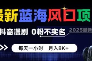 最新蓝海风口项目，抖音漫剧，0粉不实名每天一小时，月入8K+【揭秘】-麦资源网
