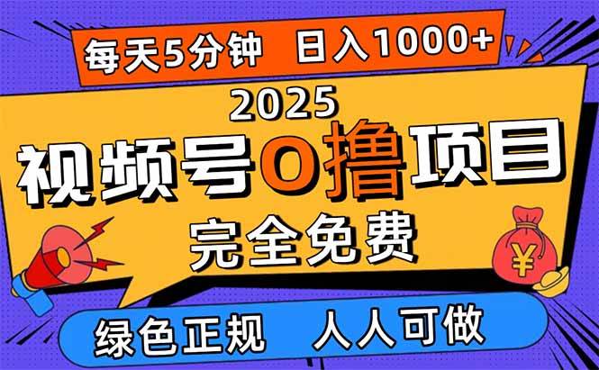 图片[1]-（16388期）2025视频号0撸项目，5分钟一个号，日入1000+，人人可做
