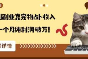 从兴趣到副业靠宠物占卜收入翻3倍一个月纯利润破W-麦资源网