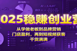 2025稳赚创业营：从学做老板到品牌营销、门店盈利，再到短视频获客，干货满满-麦资源网