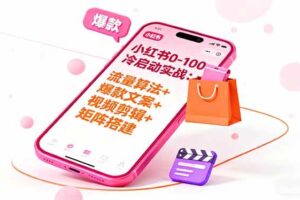 （16298期）小红书0-100冷启动实战：流量算法+爆款选品+爆款文案+视频剪辑+矩阵搭建-麦资源网