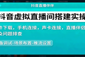 抖音虚拟直播间搭建实操、软件下载，手机连接，声卡连接，直播伴侣操作及问题排查-麦资源网