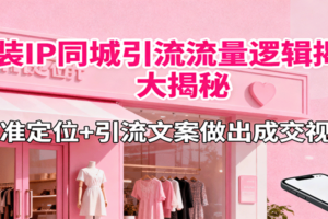服装IP同城引流流量逻辑大揭秘，精准定位+引流文案做出成交视频-麦资源网