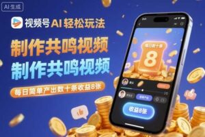 视频号AI轻松玩法，制作共鸣视频，每日简单产出数十条收益8张-麦资源网