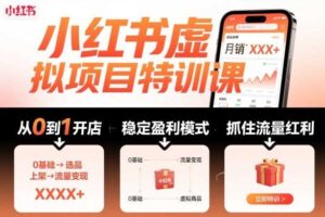 小红书虚拟项目特训课，帮你从0到1打造稳定盈利的店铺，抓住流量红利（更新9月）-麦资源网