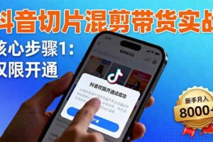 （16319期）抖音切片混剪带货实战：权限开通、商品挂车、混剪手法，新手月入8000+-麦资源网